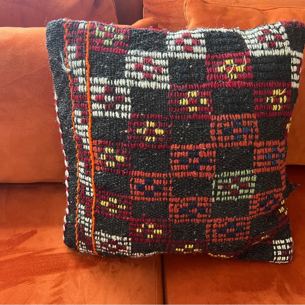 Handwoven Black and Red Pillow